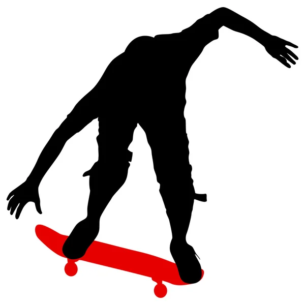 Σιλουέτες ένα skateboarder εκτελεί άλματα. Εικονογράφηση διάνυσμα — Διανυσματικό Αρχείο