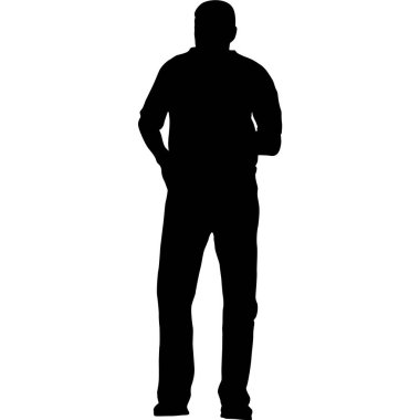 Beyaz arka planda yürüyen bir adamın silüeti..