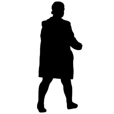 Beyaz arka planda yürüyen bir kızın silüeti..