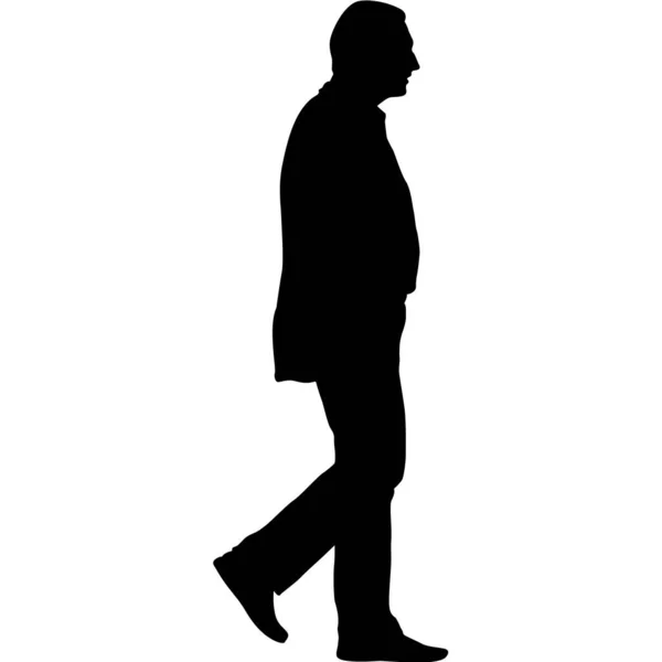 Silhouette Walking Man White Background — Stock Vector