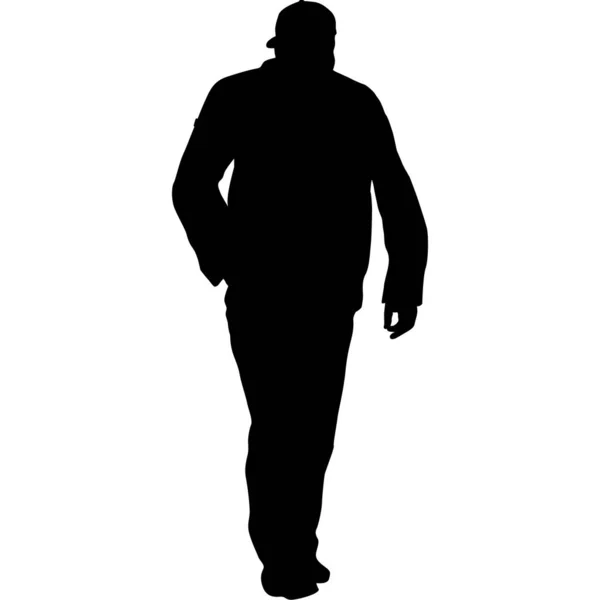 Silhouette Walking Man White Background — Stock Vector