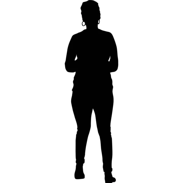 Silhouette Eines Wandelnden Mädchens Auf Weißem Hintergrund — Stockvektor