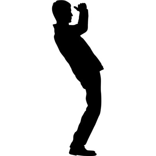 Silhouettes Noires Homme Avec Bras Levé Sur Fond Blanc — Image vectorielle