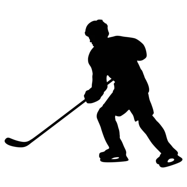 Silhouette Joueur Hockey Sur Fond Blanc — Image vectorielle