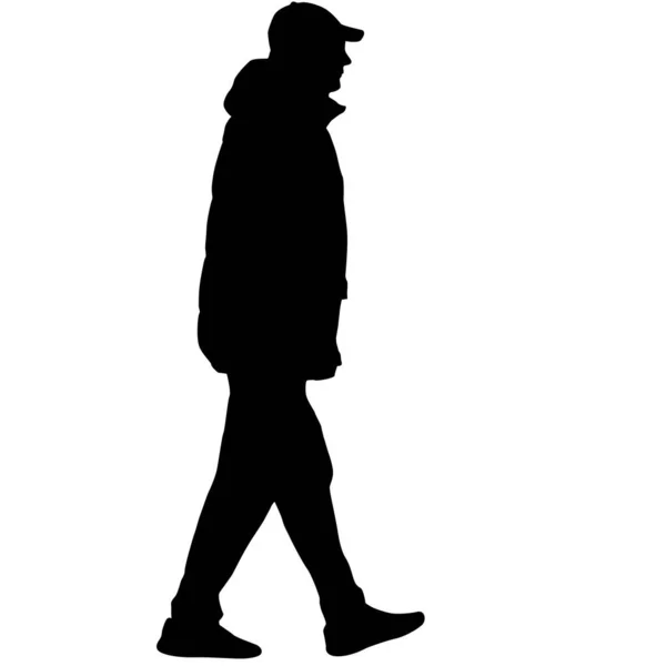 Silhouette Walking Man White Background — Stock Vector