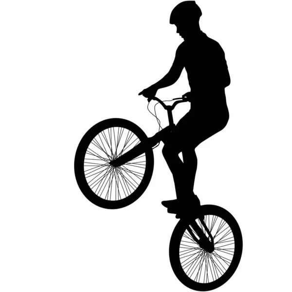 Silhouette Sports Cyclist White Background — Stock Vector