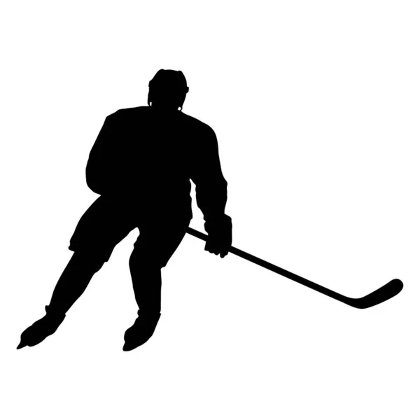 Silhouette Joueur Hockey Sur Fond Blanc — Image vectorielle