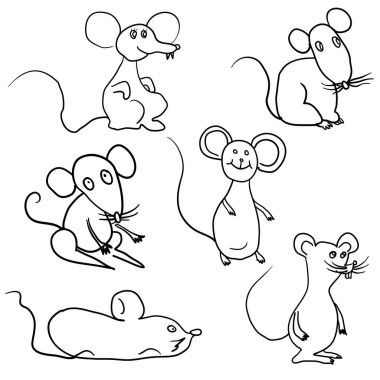 Çizim siluetini, fare beyaz arkaplan çizimini ayarla.