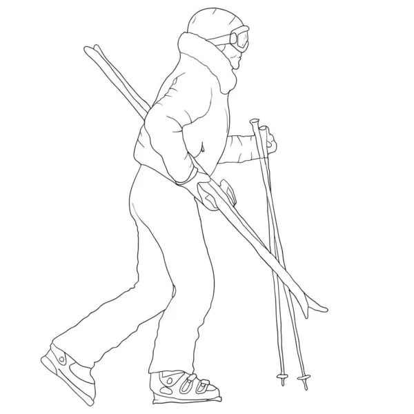 Skissar Silhuetter Snowboardåkare Vit Bakgrund Illustration — Stock vektor