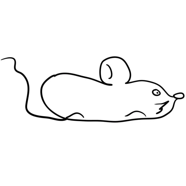 Skizze Silhouette Skizze Maus Weißer Hintergrund Illustration — Stockvektor
