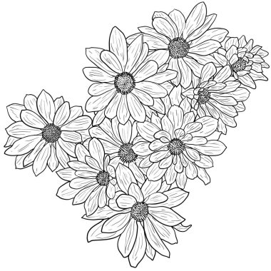 Beyaz arkaplanda güzel bir çizim çiçeği.