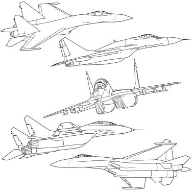 Silüet askeri savaş uçağını beyaz arka plana ayarla.