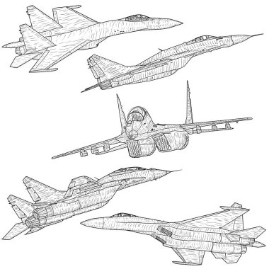 Silüet askeri savaş uçağını beyaz arka plana ayarla.