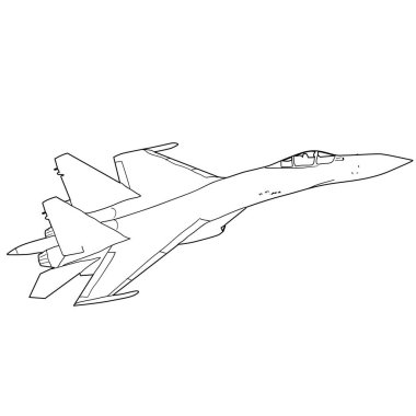 Siluet askeri savaş uçağı beyaz arka planda.