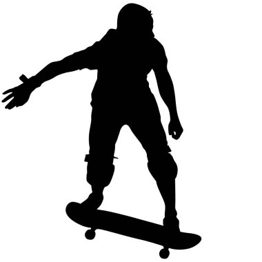 Atlayan bir kaykaycının siyah silueti..