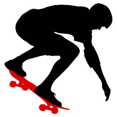 Atlayan bir kaykaycının siyah silueti..