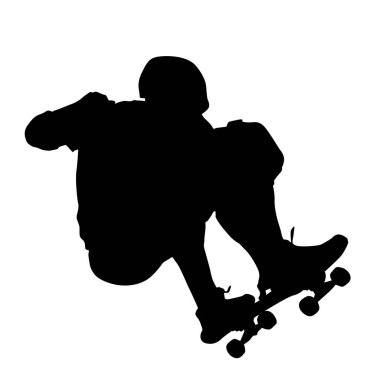 Atlayan bir kaykaycının siyah silueti..