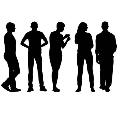 Beyaz Arkaplanda Duran Siluet Grubu.