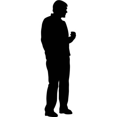 Beyaz arka planda yürüyen bir adamın silüeti..