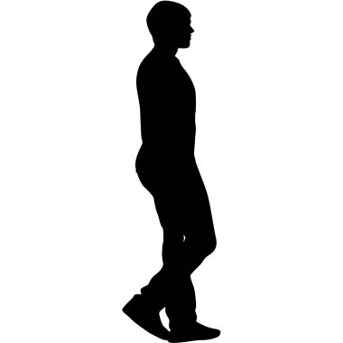 Beyaz arka planda yürüyen bir adamın silüeti..