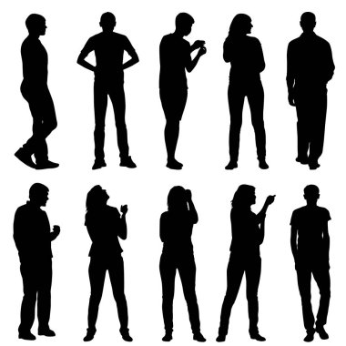 Beyaz Arkaplanda Duran Siluet Grubu.