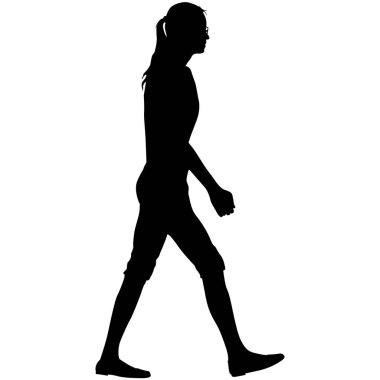 Beyaz arka planda yürüyen bir kızın silüeti..