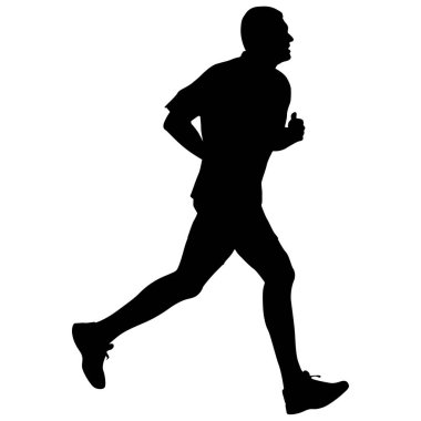 Siyah Siluetler Koşucular beyaz arka planda koşucular.