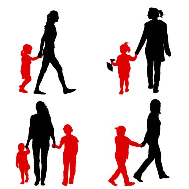 Mutlu aile siluetini beyaz bir arkaplanda ayarla.