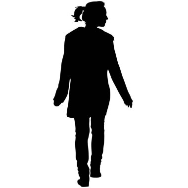 Beyaz arka planda yürüyen bir kızın silüeti..