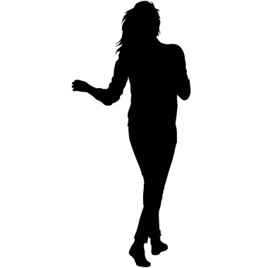 Beyaz arka planda yürüyen bir kızın silüeti..