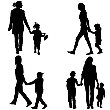 Mutlu aile siluetini beyaz bir arkaplanda ayarla.