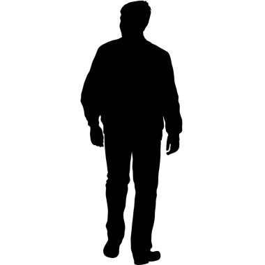 Beyaz arka planda yürüyen bir adamın silüeti..