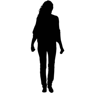 Beyaz arka planda yürüyen bir kızın silüeti..