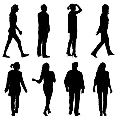 Beyaz Arkaplanda Duran Siluet Grubu.