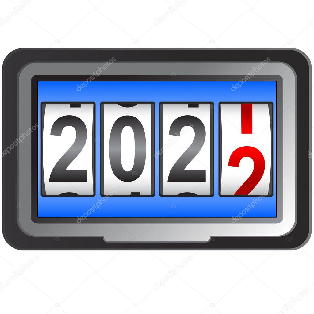 2022 New Year counter, change calendar illustration.