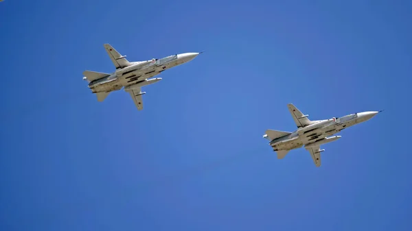 Moskau Russland Mai 2021 Avia Parade Moskau Kampfjet Himmel Bei — Stockfoto