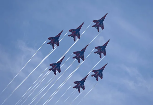 Moscú Rusia Zhukovsky Airfield Agosto 2019 Equipo Acrobático Vencía Mig —  Fotos de Stock