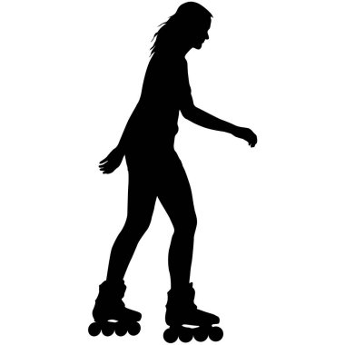 Beyaz arka planda paten kayan bir atletin siyah silüeti..