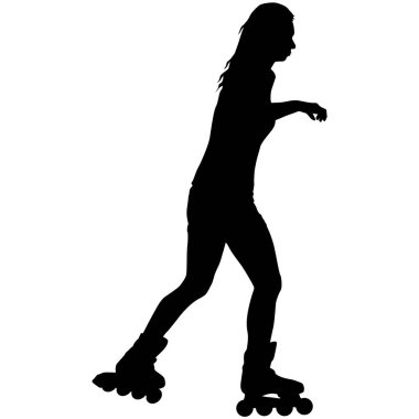 Beyaz arka planda paten kayan bir atletin siyah silüeti..