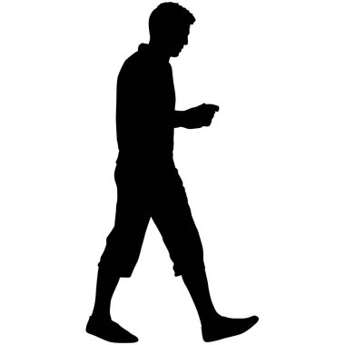 Beyaz arka planda yürüyen bir adamın silüeti..