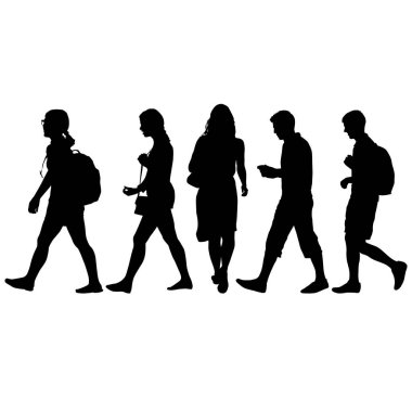 Beyaz Arkaplanda Duran Siluet Grubu.