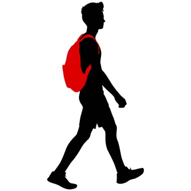 Beyaz arka planda yürüyen bir adamın silüeti..