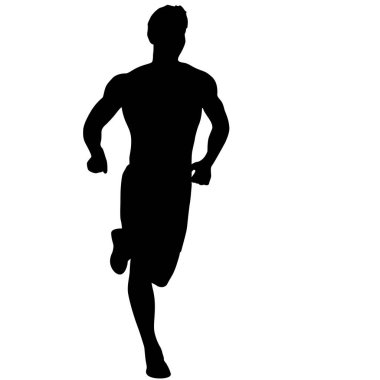 Siyah Siluetler Koşucular beyaz arka planda koşucular.