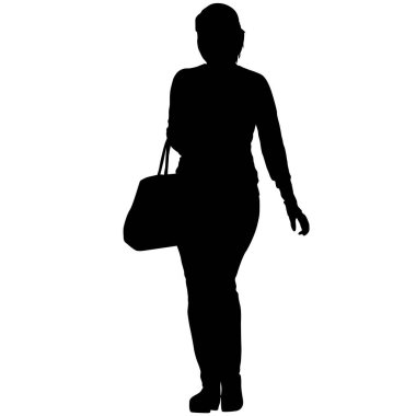 Beyaz arka planda bavulları olan siyah siluetler..