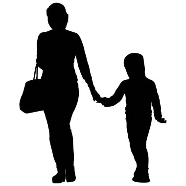 Beyaz arka planda mutlu aile silueti.