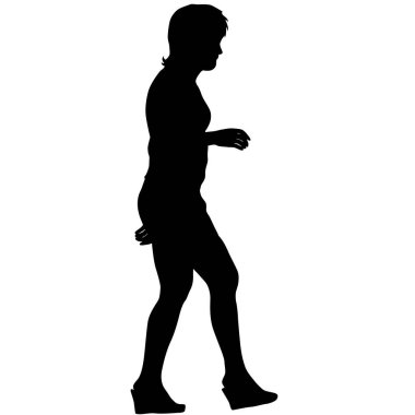 Beyaz arka planda yürüyen bir kızın silüeti..