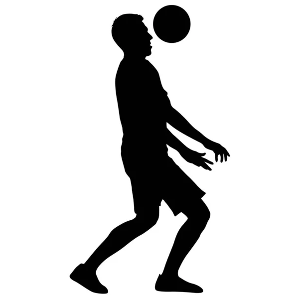 Silhouettes Joueurs Football Avec Ballon Sur Fond Blanc — Image vectorielle