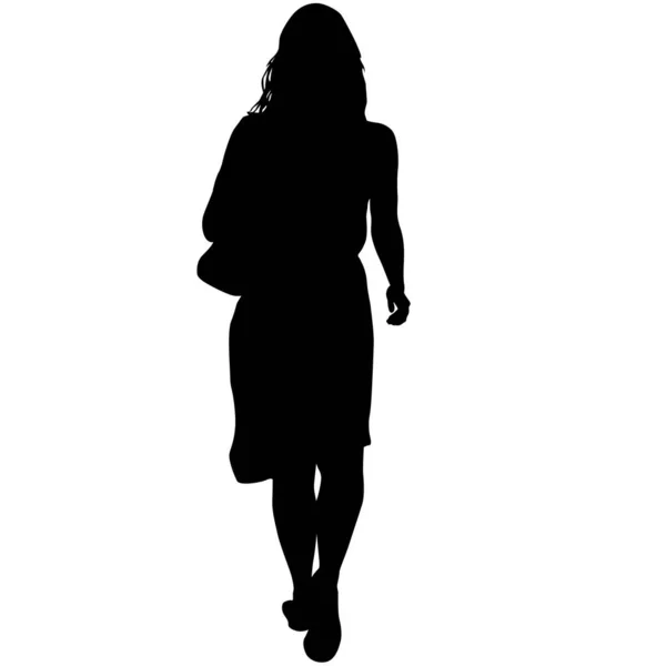 白色背景的行走妇女的轮廓 — 图库矢量图片