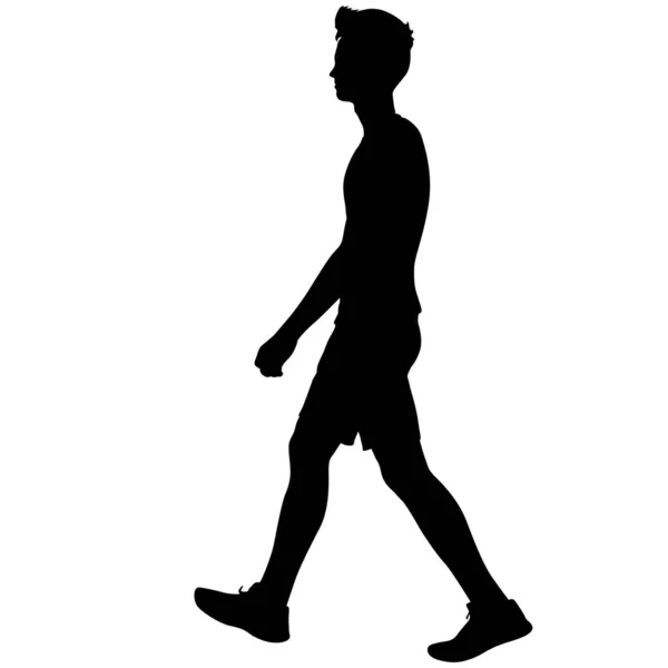 Silhouette Walking Man White Background — Stock Vector