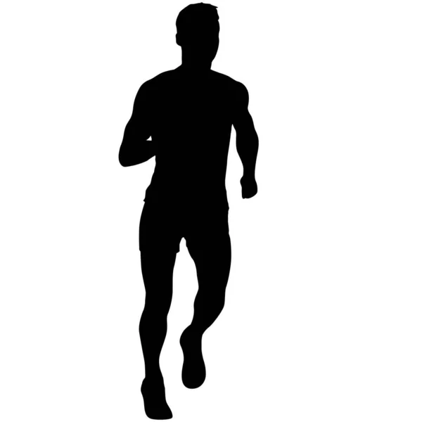 Silhouettes Noires Runners Sprint Hommes Sur Fond Blanc — Image vectorielle